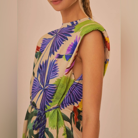 NWT Farm Rio Sand Macaw Jungle Organic Cotton T-Shirt Dress - Picture 2 of 14